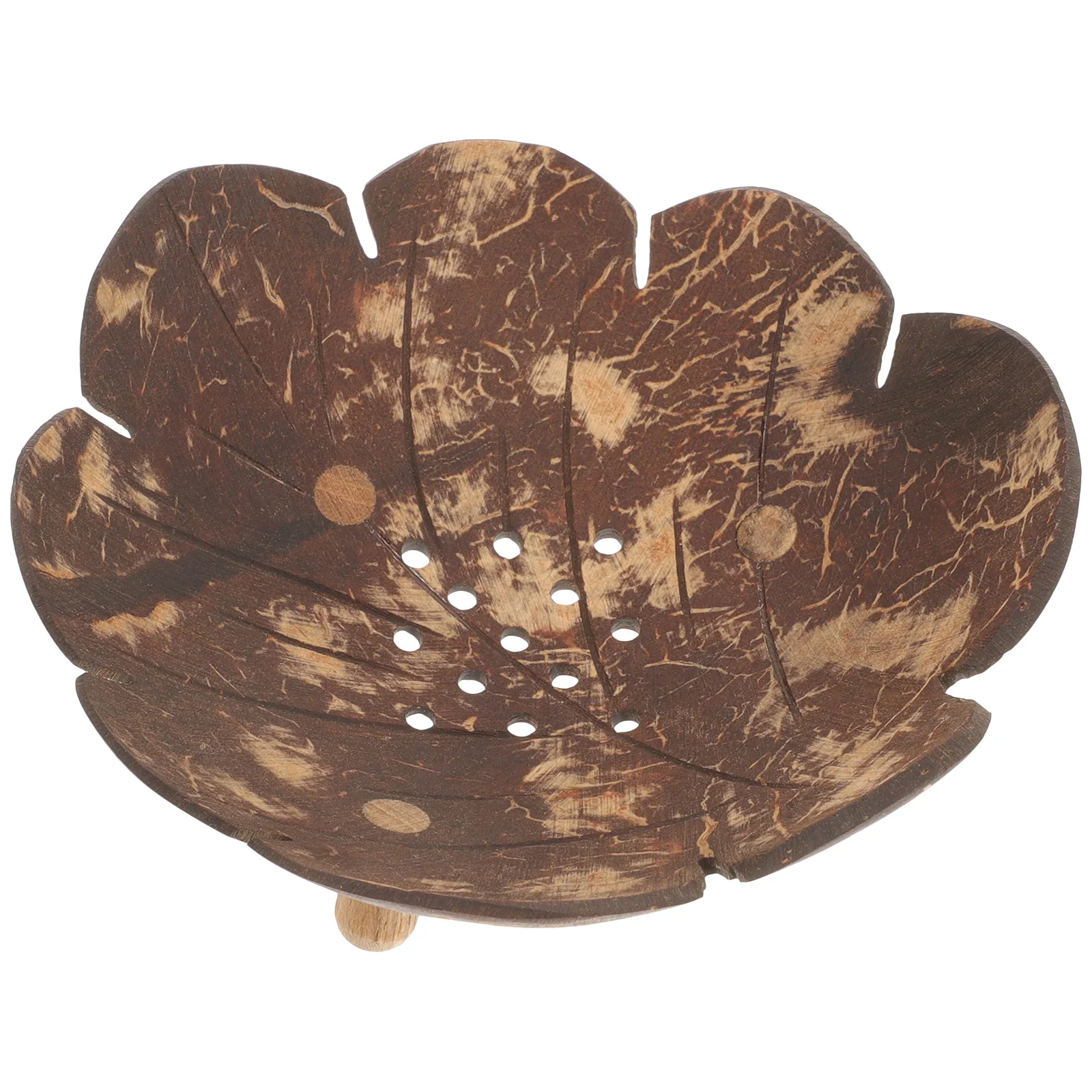 

Natural Coconut Shell Soap Box Leaf-Shaped Soap Dish Drainage Function Versatile Storage for Bathroom Kitchen Bathtub
