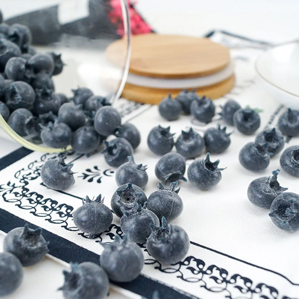 Accesorios de fotografía de arándanos falsos de plástico, fruta de alta simulación, comida Artificial para el hogar, decoración de modelo de tienda de arándanos