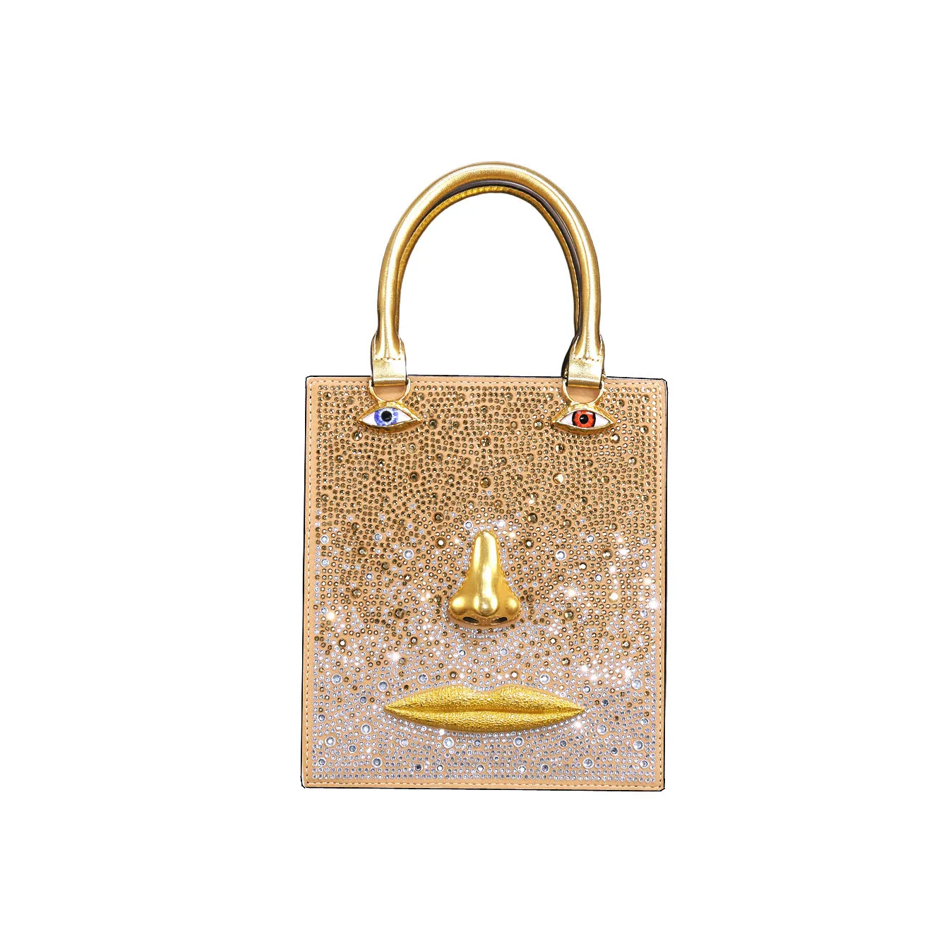 Rhinestone Bag Women Luxury Brands Diamonds Handbag Eyes Gold-tone Metal Shoulder Strap Crossbody Bags NEW Clutch