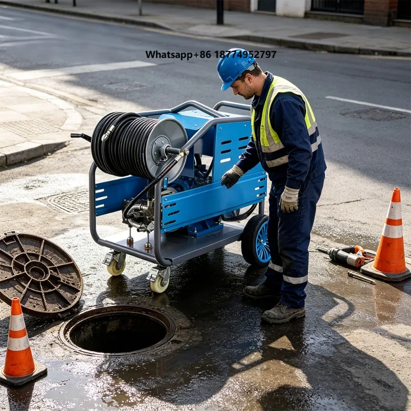 High Quality 380V 150Bar Portable Sewer Jetter Drain Pipe Cleaning Pipe Dredging Machine for Stormwater