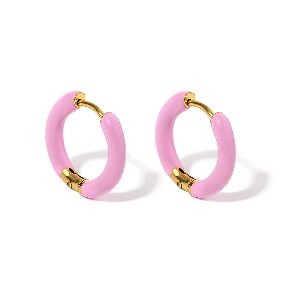 Kleurrijke neon emaille Huggie hoepels oorbellen roestvrij stalen sieraden voor vrouwen Dopamine kleine oor manchet piercing dikke sieraden