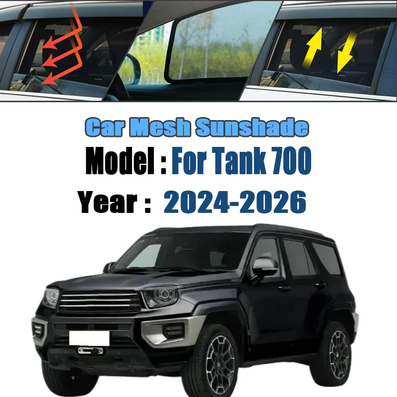 For GWM Tank 700 2024 2025 2026 Car Mesh Shades Window Sunshades Sunscreen Privacy Curtains Sun Visors Mosquito Auto Accessories