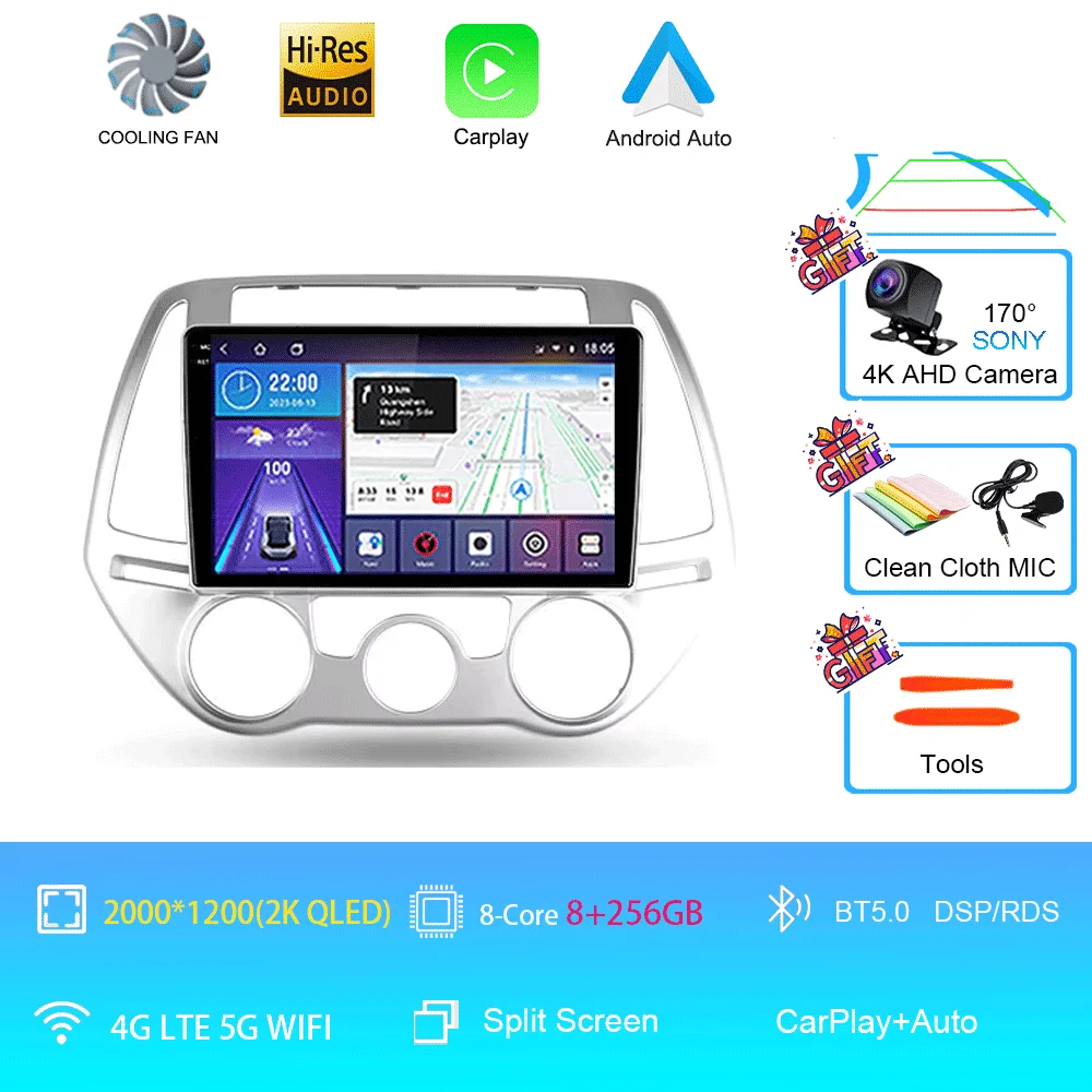 Android 16 Carplay Auto Multimedia Speler Autoradio voor Hyundai I20 2010 2012 2013 2014 DSP Autoradio GPS Stereo 2din Head Unit