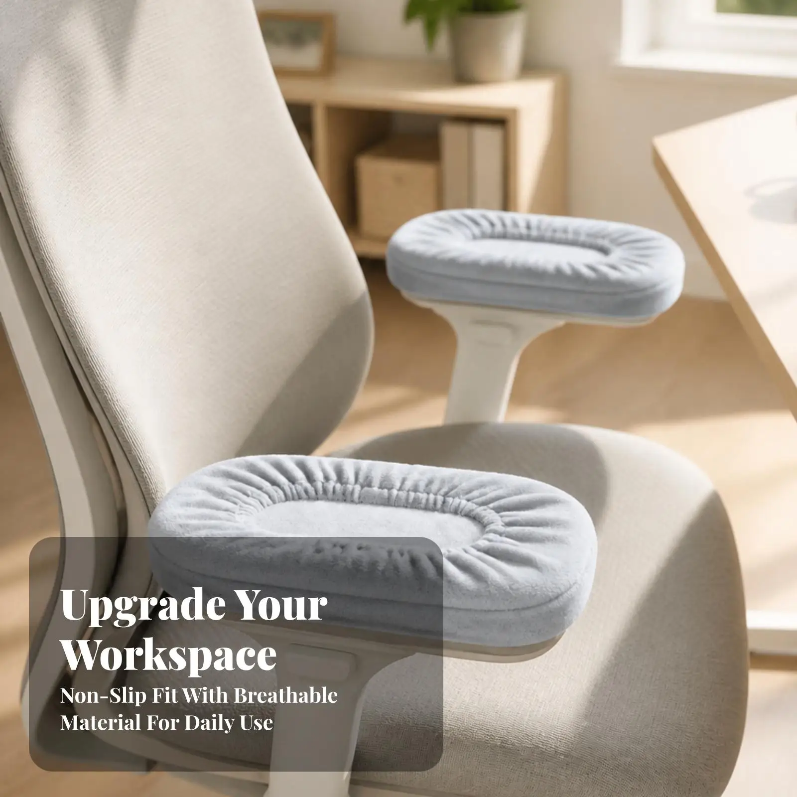 Soft Armrest Pad Memory Foam Cushion for Chair Arm Support with Elastic Strap Polyester Cover for Gaming Office