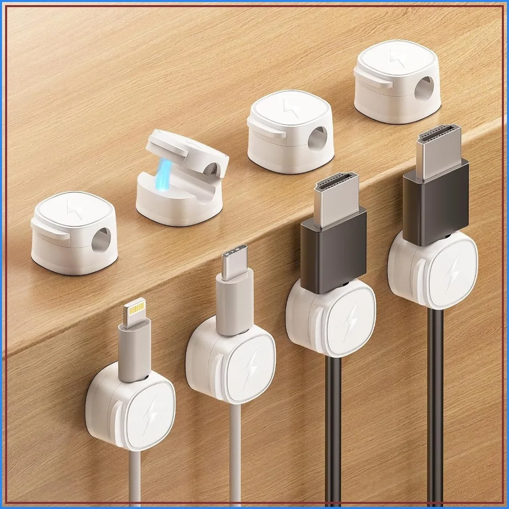 Magnetic Cable Clips Locking Cord Organizer 8 Pack