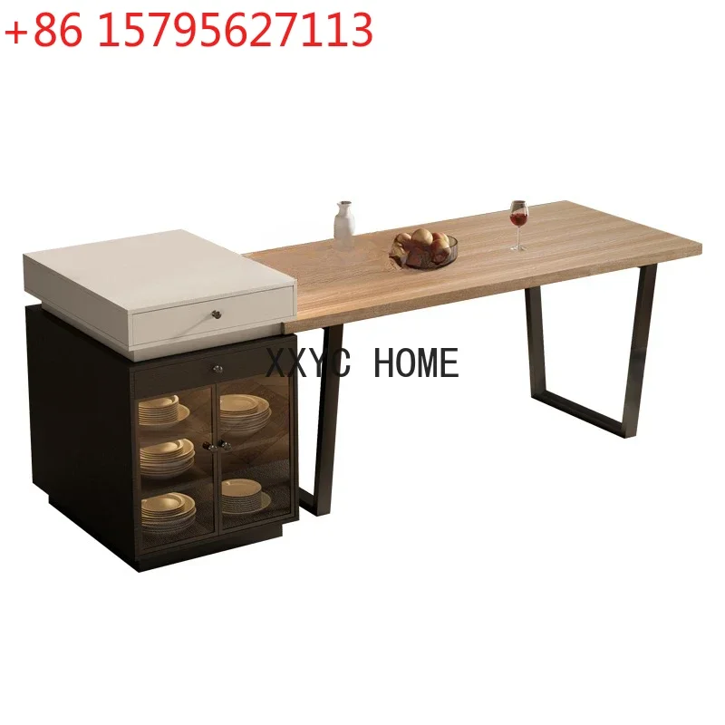 

Скандинавский обеденный стол-тумба из массива дерева, интегрированный с обеденным столом, простой современный дизайн для небольшой квартиры