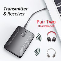 Bluetooth-compatible 5.0 Audio Transmitter Receiver Pair with TWO Headphone 3.5mm AUX RCA Wireless Adapter for TV PC Car Speaker