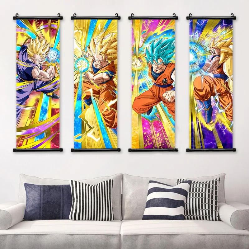 Dragon Ball Z Home Decor Goku Super Saiyan Mural Gohan Wall Art Anime Poster Kakarot Cartoon Computer Room Decorative Paintings