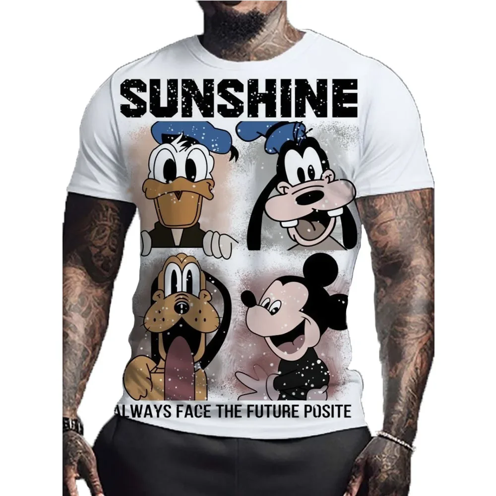 Fashionable New Disney Goofy Print Men's T-shirt Summer Popular Harajuku Personalized Round Neck Comfortable Short Kids Top