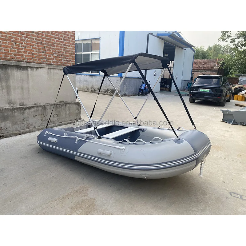 Popular 11ft 330cm 5 Persons Foldable Aluminum Floor Inflatable Rowing Dinghy With Sun Roof
