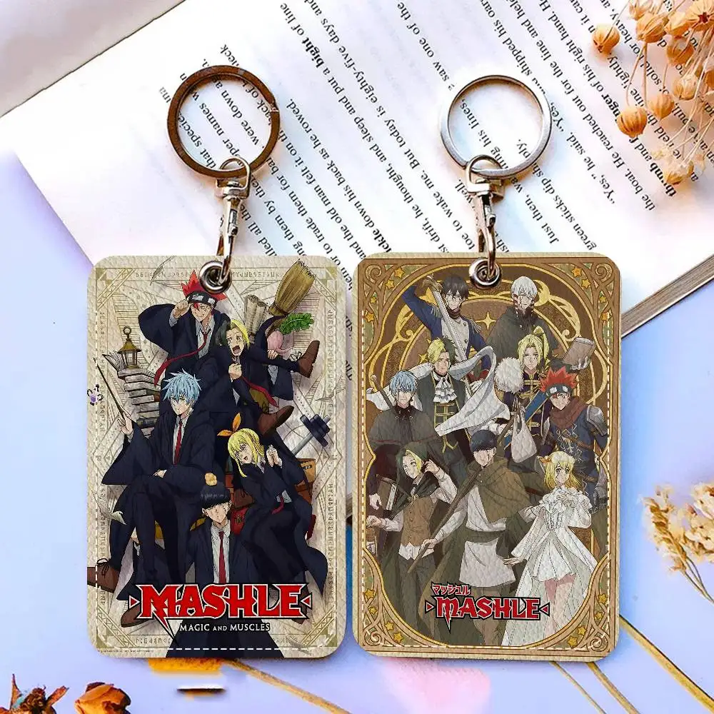 Japanese Anime MASHLE MAGIC AND MUSCLES 1Pc PU Leather Card Holder Keychain Key Ring Door Lock Access Tags ID Card Case