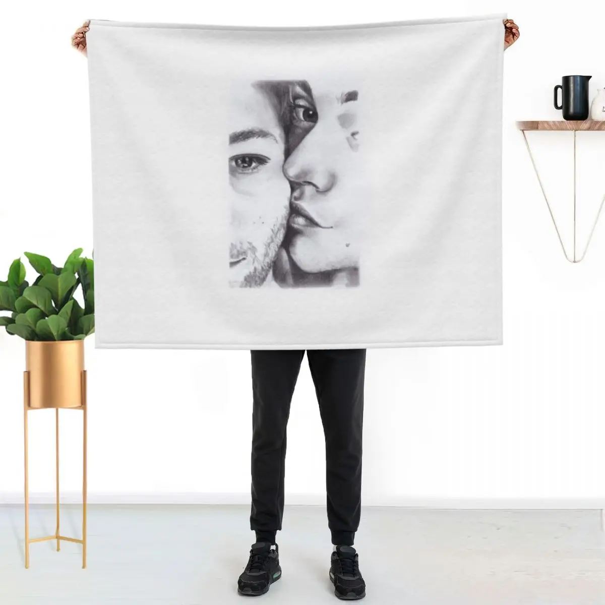 Larry Kiss Throw Blanket Soft Breathable Blanket for Night Sleeping