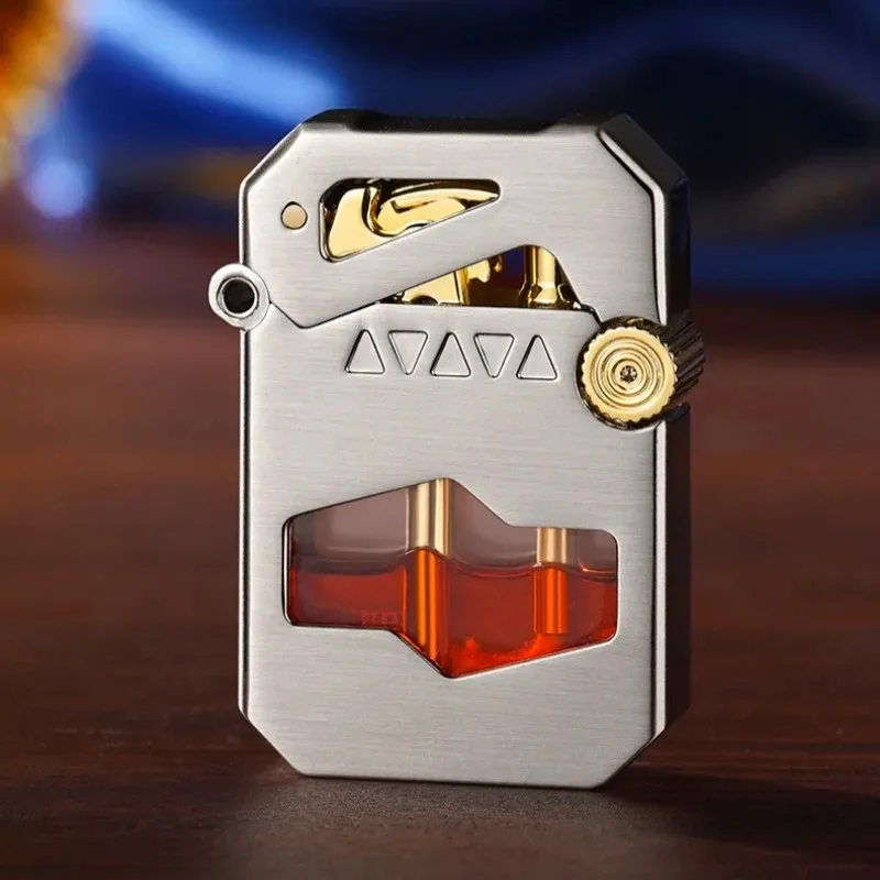 Honest Mecha KerosineLighter Transparent FuelTank Mechanical RocketKerosine Lighter MetalMen Smoking PlayLighters Wholesale