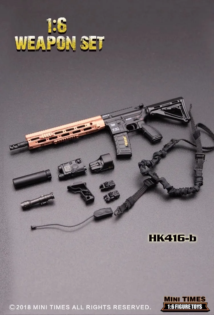 Mini Times Toys HK416 1/6 Male Soldier Plastic Mini Gun Model Toy Accessories Fit 12\'\' Action Figures In Stock