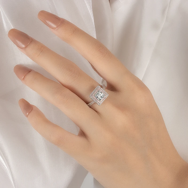 PERFANY 5.5mm 1CT Princess Cut Moissanite Diamond Ring  for Women Rose Gold Color Elegance And Sparkle Jewelry Accessory - view 2