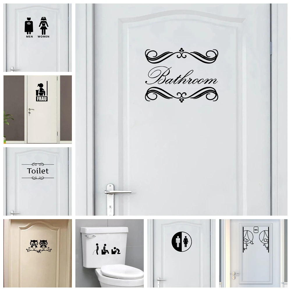 1pc Toilet label Text Wall Sticker Home Decor Waterproof WC Frase Wall Art Decal Diy Pvc Home Decoration Accessories