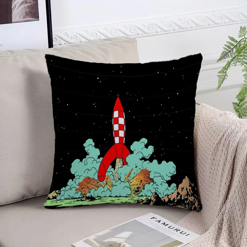 Decorative Pillowcase 40x40 The Adventures of T-Tintins Double Sided Printing Aesthetic Room Decoration Luxury Cushion Cover