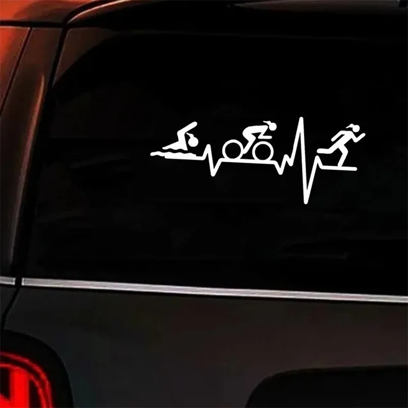 Female Triathlon Swimmer Cyclist Runner Waterproof Vinyl Stickers Decals For Cars Motorcycles Laptops DIY Sports Exterior Decor
