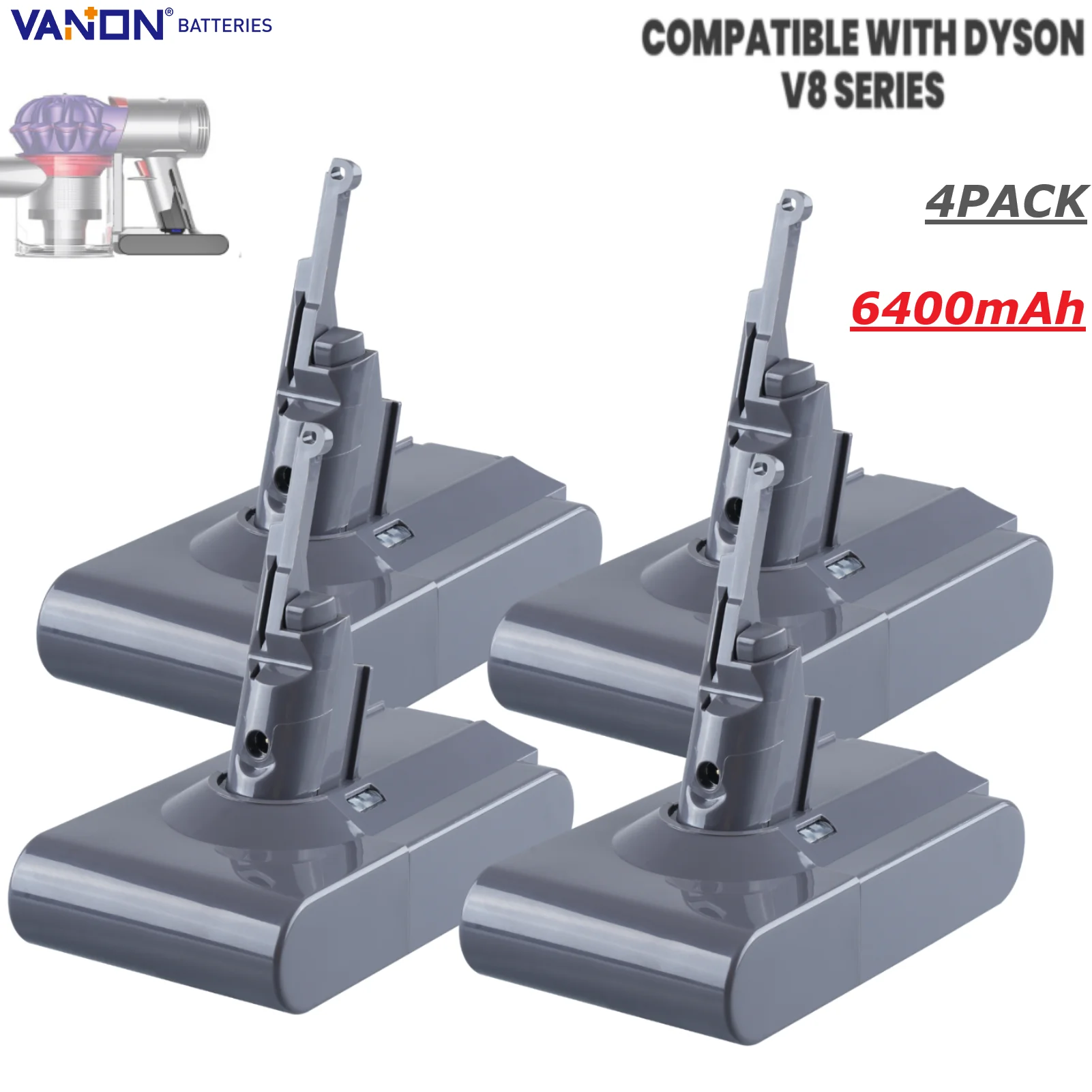 

VANON 1/2/4 упаковки 21,6 В 6,4 Ач замена батареи Dyson V8 абсолютный беспроводной пылесос ручной пылесос Dyson V8 аккумуляторный штифт