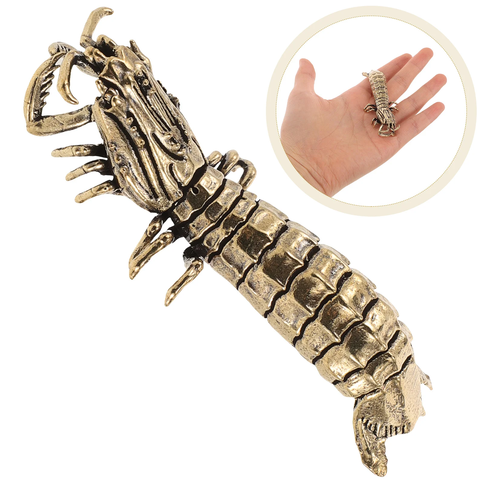 Shrimp Model Danimals Mantis Figurines Crafts Golden Mini Brass Statues Ornaments