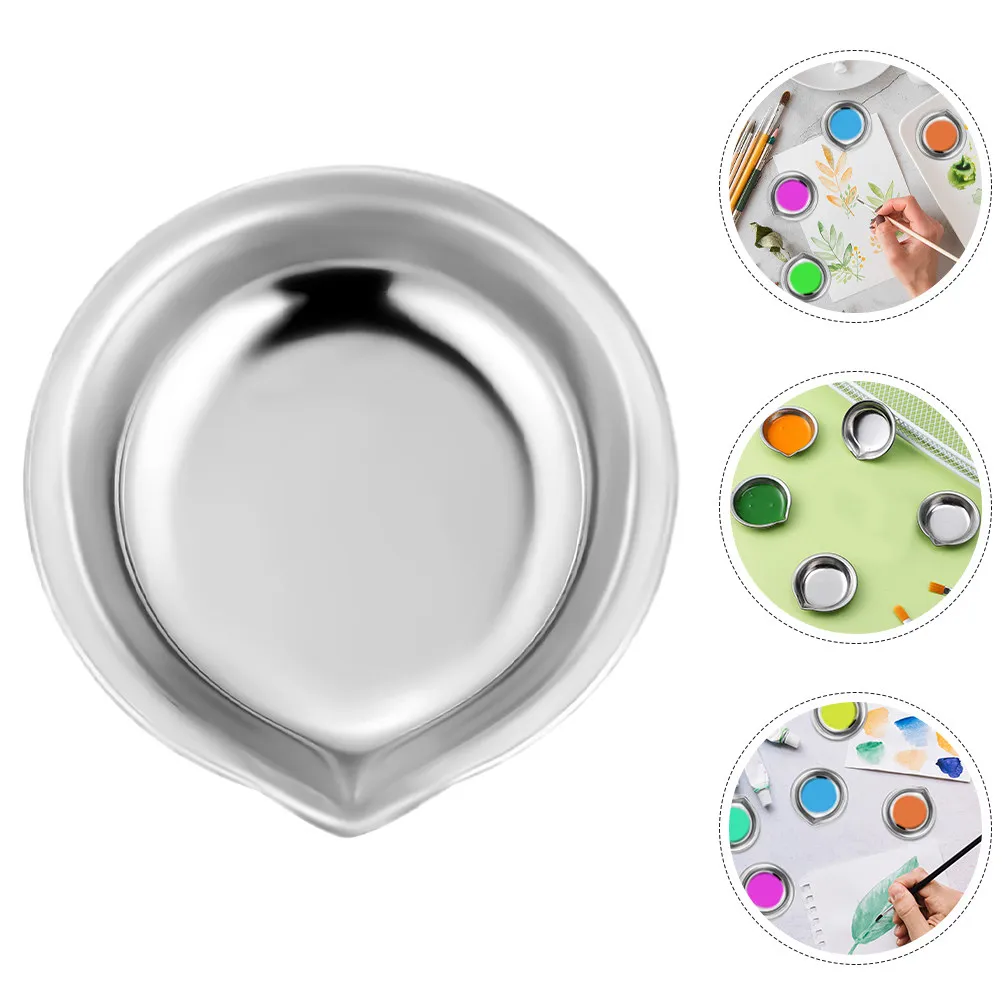 

Набор из 6 круглых палитр из нержавеющей стали для смешивания красок, портативный лоток для акварели с удобным носиком для заливки, поддон для художественных работ и поделок своими руками