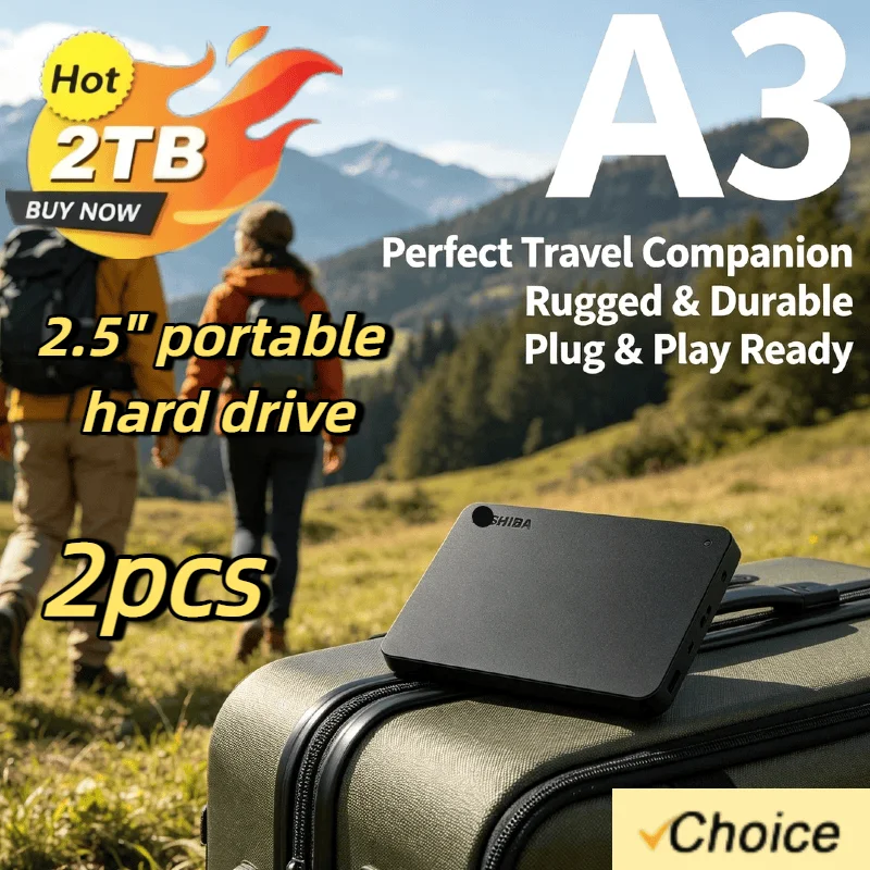Toshiba For OEM A3 2PCS Expansion HDD Drive Disk 500GB 1TB 2TB USB3.0 External HDD 2.5 Inch Portable External Hard Disk BOX