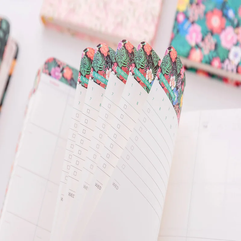 Kawaii Floral Plants Planner Notebook Ins Diary Journal Budget Study Planner Monthly Agenda Schedule Organizer Korean Stationery