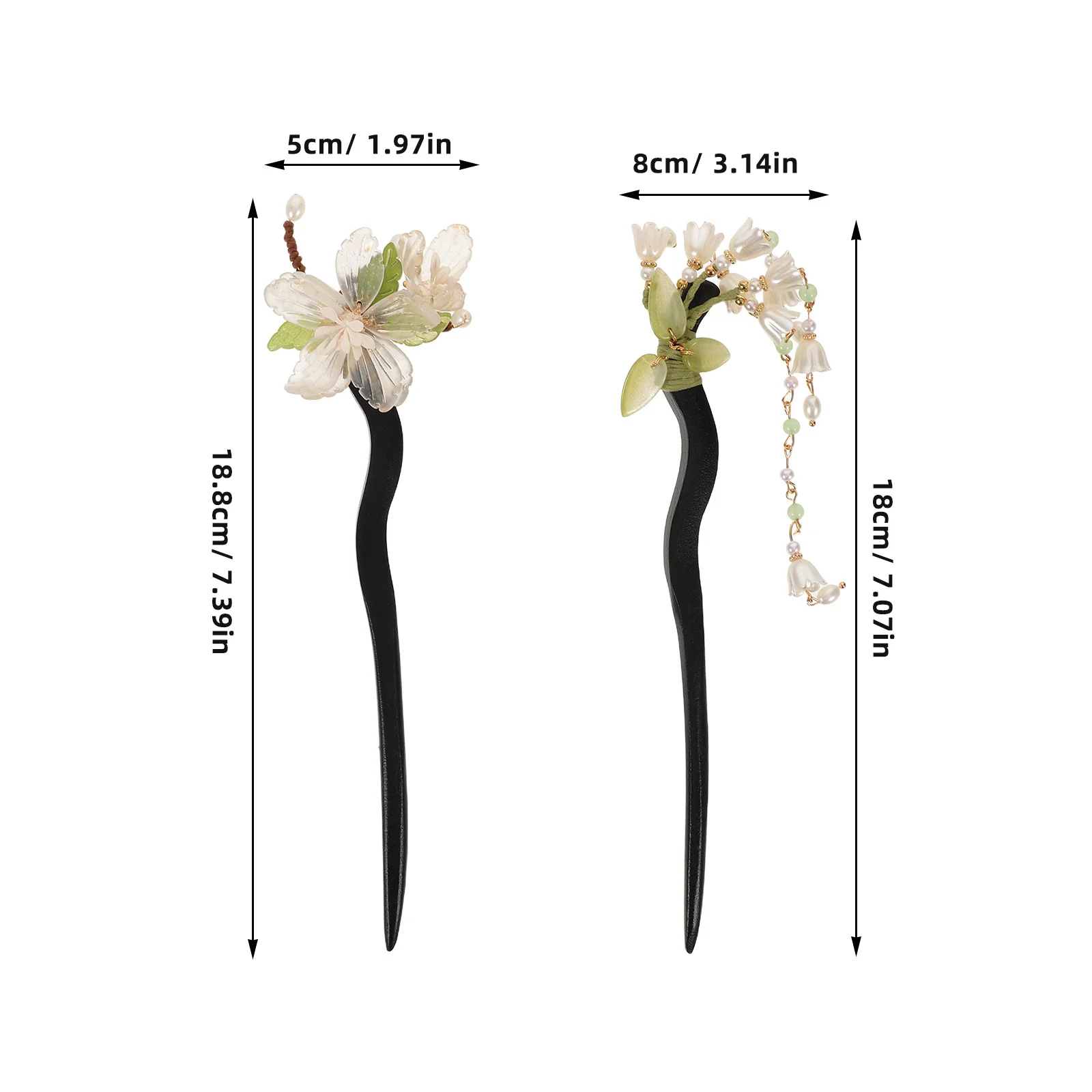 2 Stück chinesische Quasten-Blumen-Haarnadeln, handgefertigte Hanfu-Accessoires aus Holz, elegantes Blumendesign für Hochzeiten, Partys