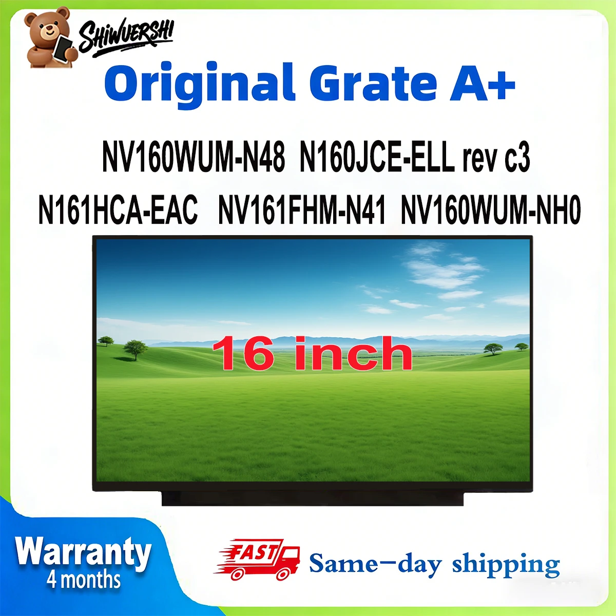 

Wholesale 16 inch Laptop Lcd Screen Slim Monitor Panel NV160WUM N48 N160JCE-ELL rev c3 N161HCA EAC NV161FHM N41 NV160WUM NH0