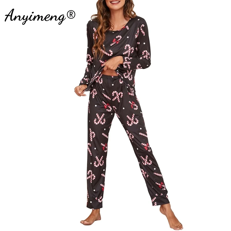 Christmas Gift Women Pajmas Set Autumn Winter Long Sleeves Sleepwear Leisure Pijama Girl Milk Silk Loungewear Woman Nightwear