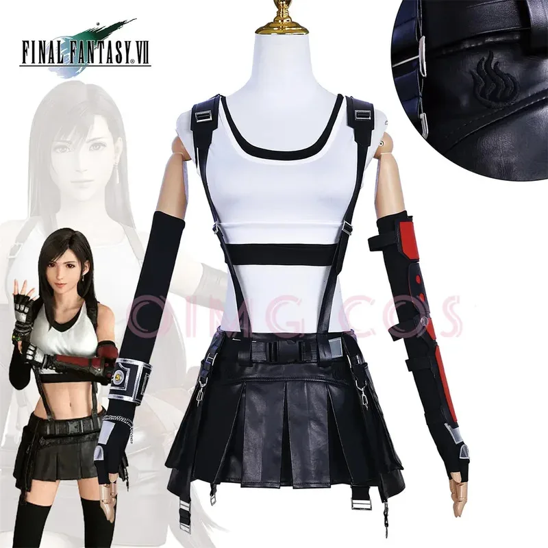 

Tifa Lockhart Cosplay Costume Carnival Uniform Wig Anime Halloween Role playing holiday gatherings Costumes Women Game