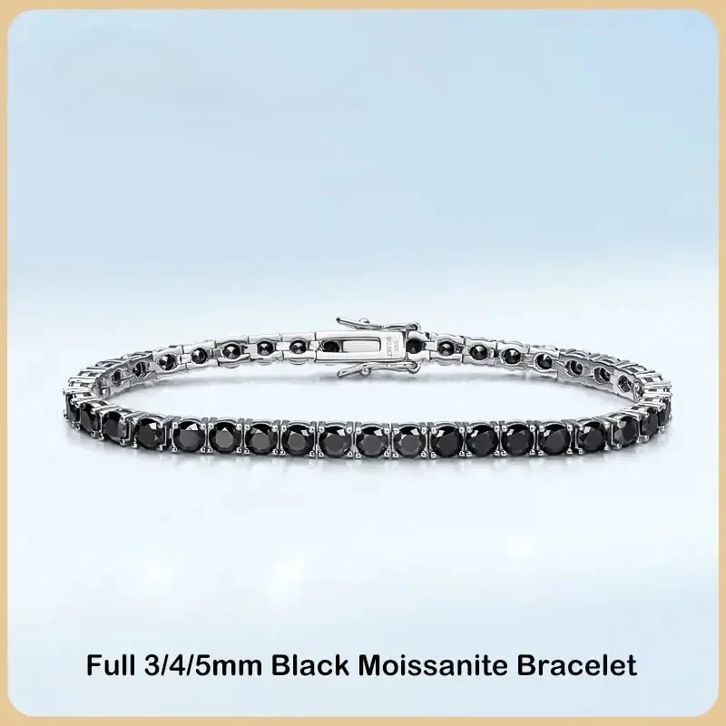 

FOUND FORM Черный Теннисный Браслет Муассанит 3/4/5/6,5 мм Сертифицированный GRA S925 Серебряный Унисекс Браслет-Цепочка Изящные Ювелирные Изделия