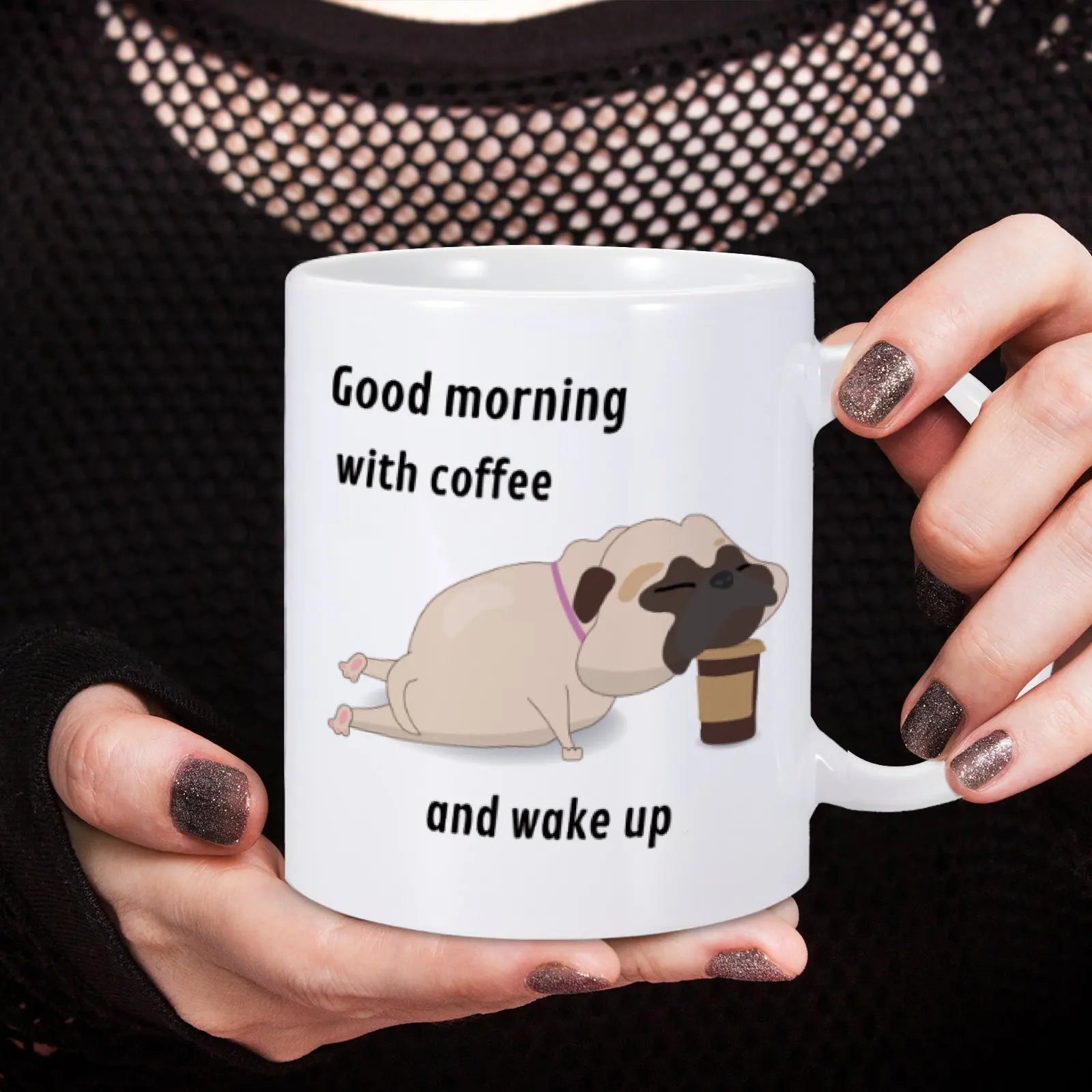 11 oz Good Moring With Coffee And Wake Up Ceramics Mug Home Office Tea Cup Drinkware Funny French Bulldog Best Friend Gift