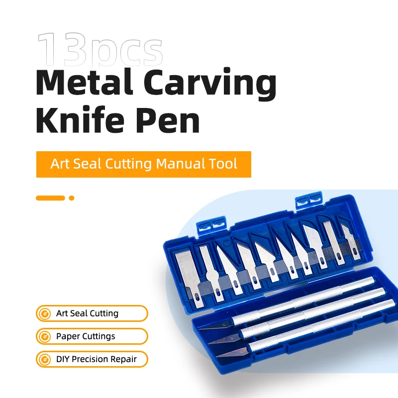 

13 шт., нож для резьбы по металлу, ручка, художественная печать, резка бумаги, нескользящий инструмент для прецизионного ремонта «сделай сам», инструмент для рукоделия