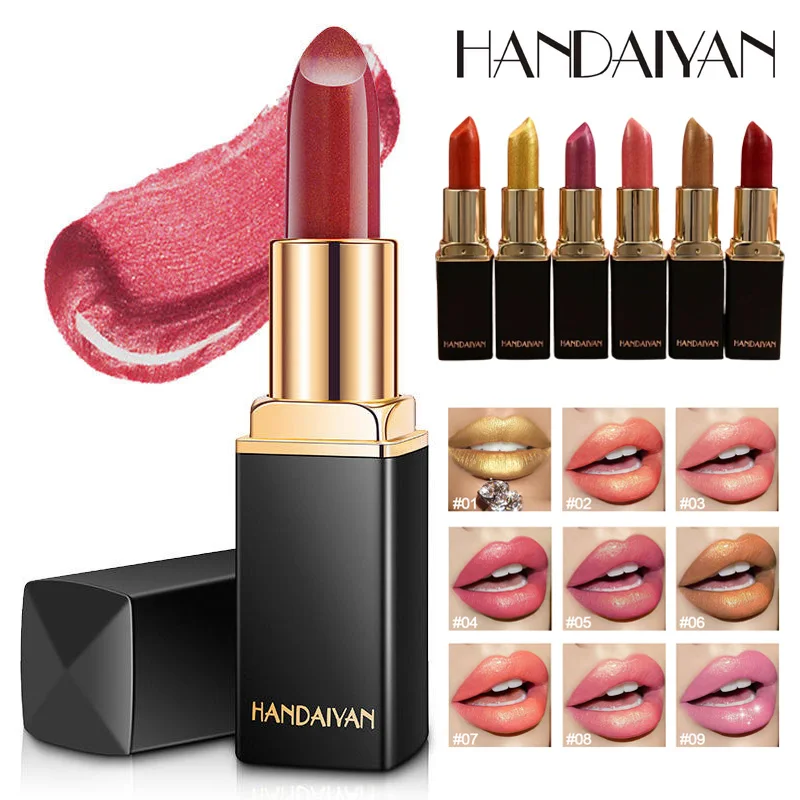 

HANDAIYAN Mermaid Shimmer Lipstick Long Lasting Glitter Makeup Pigment Lips Makeup Waterproof Longlasting Luxury Cosmetics