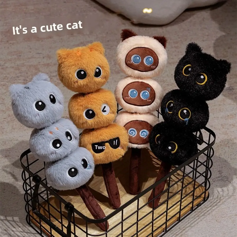 

Настольный орнамент Tanghulu, мультяшная кукла-кошка, забавная мягкая голова кошки, пышный милый маленький шарик, креативная мягкая кошка для мальчиков и девочек