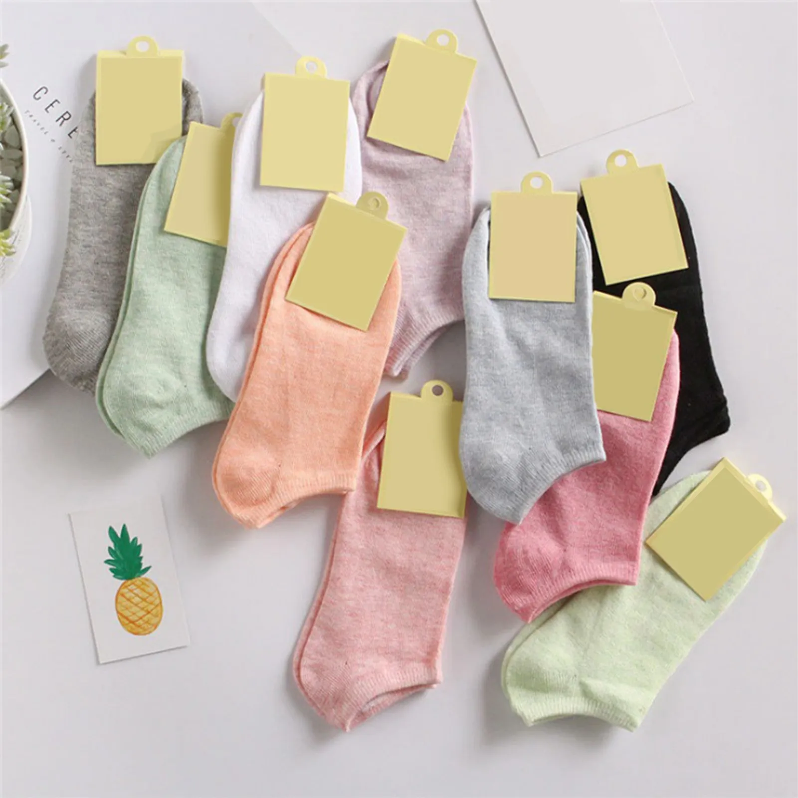 8 Pairs Women's Short Socks Candy Color Summer New Plain Cotton Socks Set Breathable Casual Comfy Soft Colorful Socks For Women