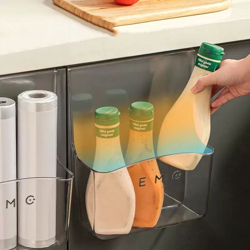 Kitchen Cabinet Door Hanging Rack, Behind-the-door Storage Rack, No-drill Wall-mounted Storage Rack, Transparent And Thickened