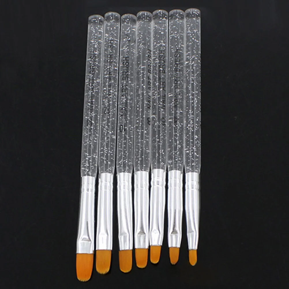 ชุดแปรงทำเล็บ 7 ชิ้นใน 1 ชุด ด้ามจับใส สำหรับงานละเอียดระดับมืออาชีพ ใช้กับอะคริลิค เจลยูวี สำหรับเพ้นท์เล็บและทำเล็บ