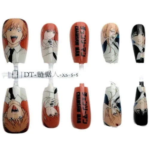 Power Hayakawa Aki Makima Denji Cute Japanese Anime Fake Nails Cute Cartoon Otaku Love False Nails Reusable Manicure Tips