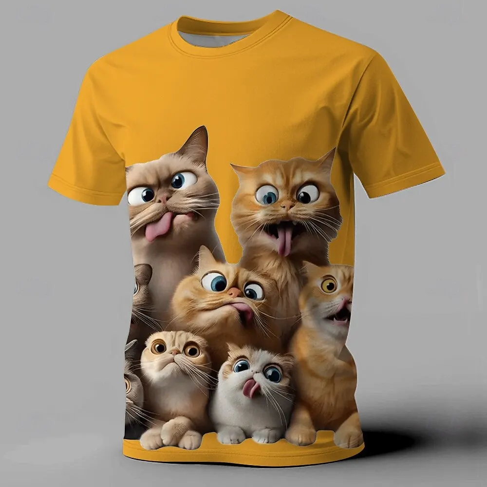Funny Cat 3D Print T Shirt For Men Fashion Animal Pattern Short Sleeve Top Summer Casual O-neck Pullover Fashion Comfortable Tee