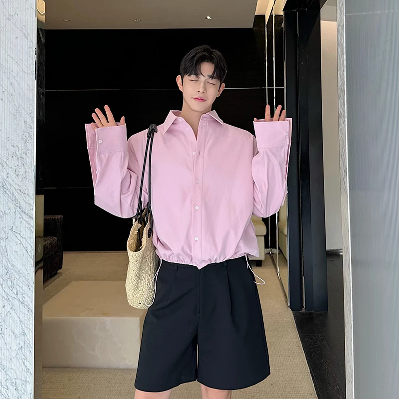 

Spring Autumn 2025 Men's Original ort Collar Long Sve irt Sle Dstring Jaet Outerwear Loose Fit Youth T...