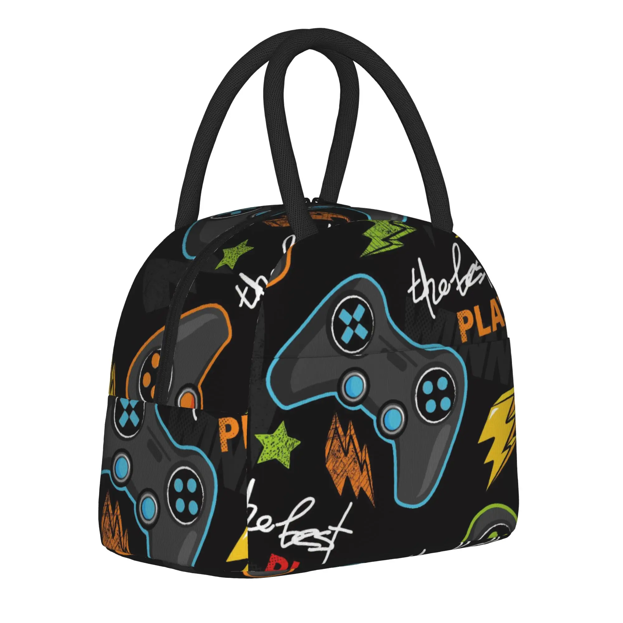 Game Controller Pattern  Insulated Lunch Bags Thermal Bag Reusable  High Capacity Tote Lunch Box Food Storage Bags Work  Picnic