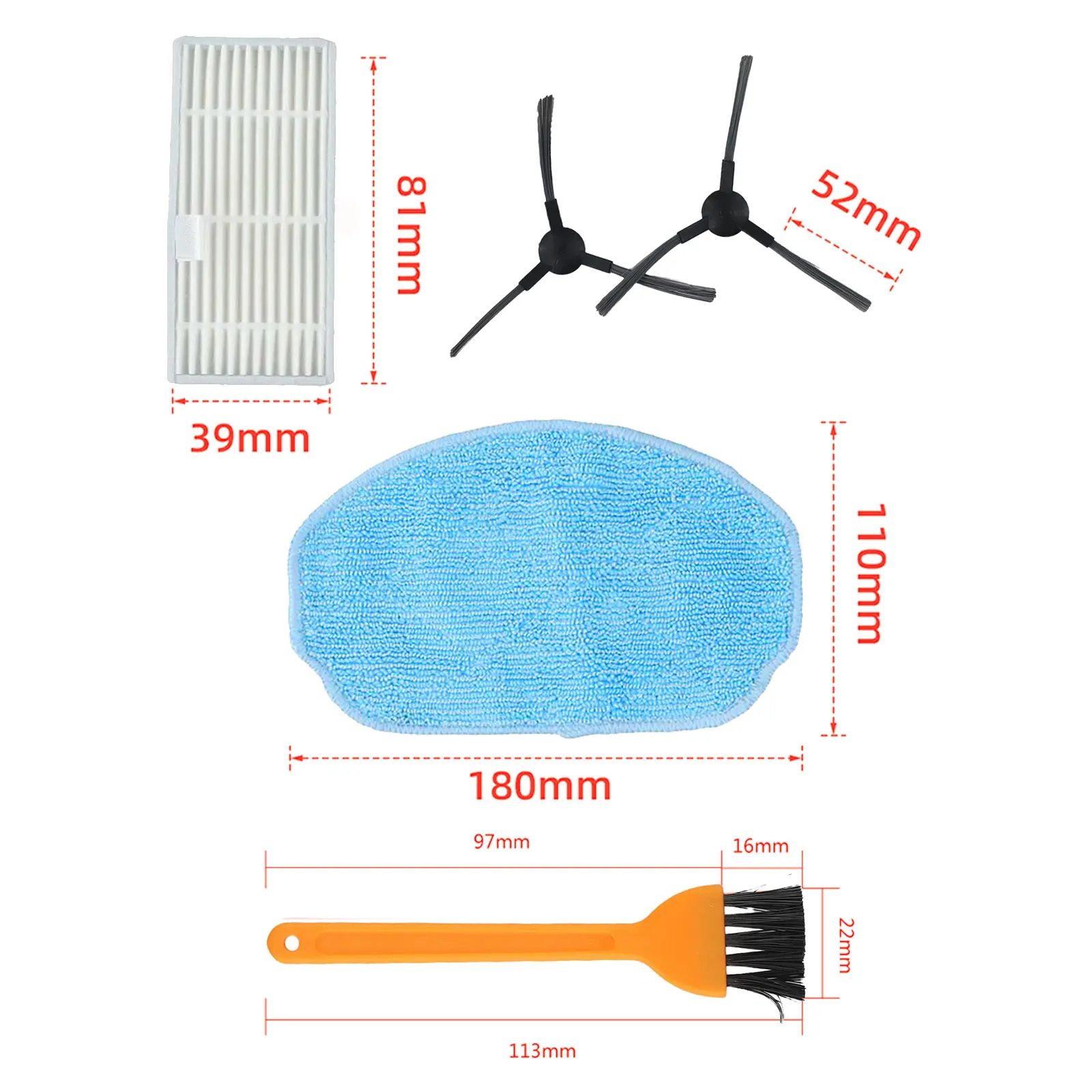 Complete Replacement Accessories for Vacuum Cleaners Filters Mop Cloths & Side Brushes Compatible with For IRBIS & For Redmond