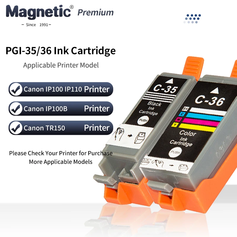 

PGI-35 PGI35 CLI-36 CLI36 Premium Color Compatible Printer Ink Cartridge for Canon PIXMA IP100 iP110 IP100B TR150 Printer