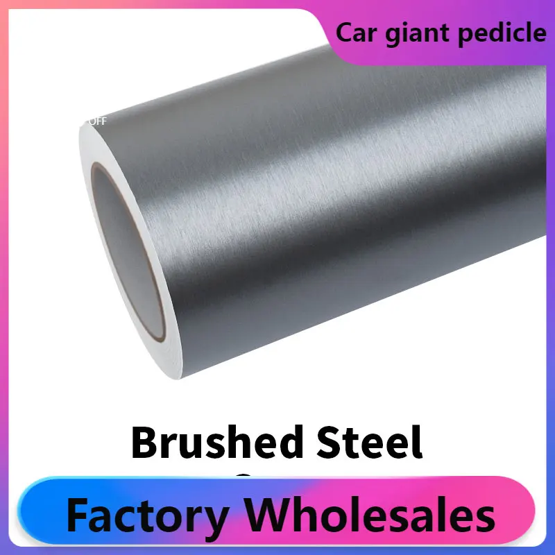 Brushed Steel Black Series Vinyl Wrap film wrapping film bright 152*18m roll quality Warranty covering film voiture