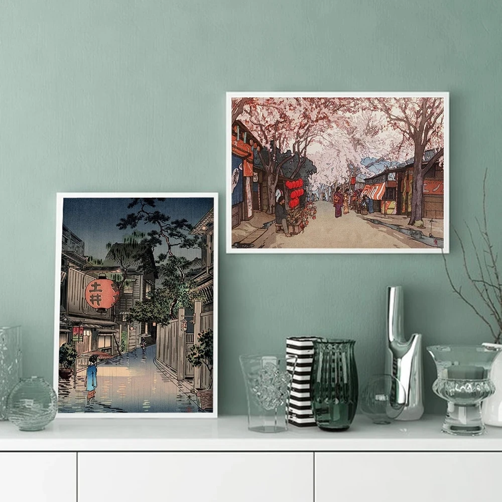 

Vintage Canvas Prints Avenue of Cherry Trees Hiroshi Yoshida Poster Ukiyoe Japanese Scenery Wall Paintings for Living Room Decor