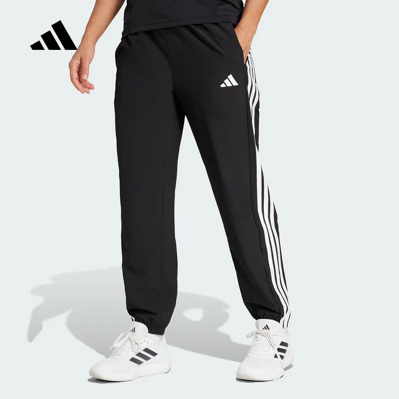 Adidas Stretch Jersey Elastic Waistband Straight Leg Slant Pockets Travel TrousersJI8313