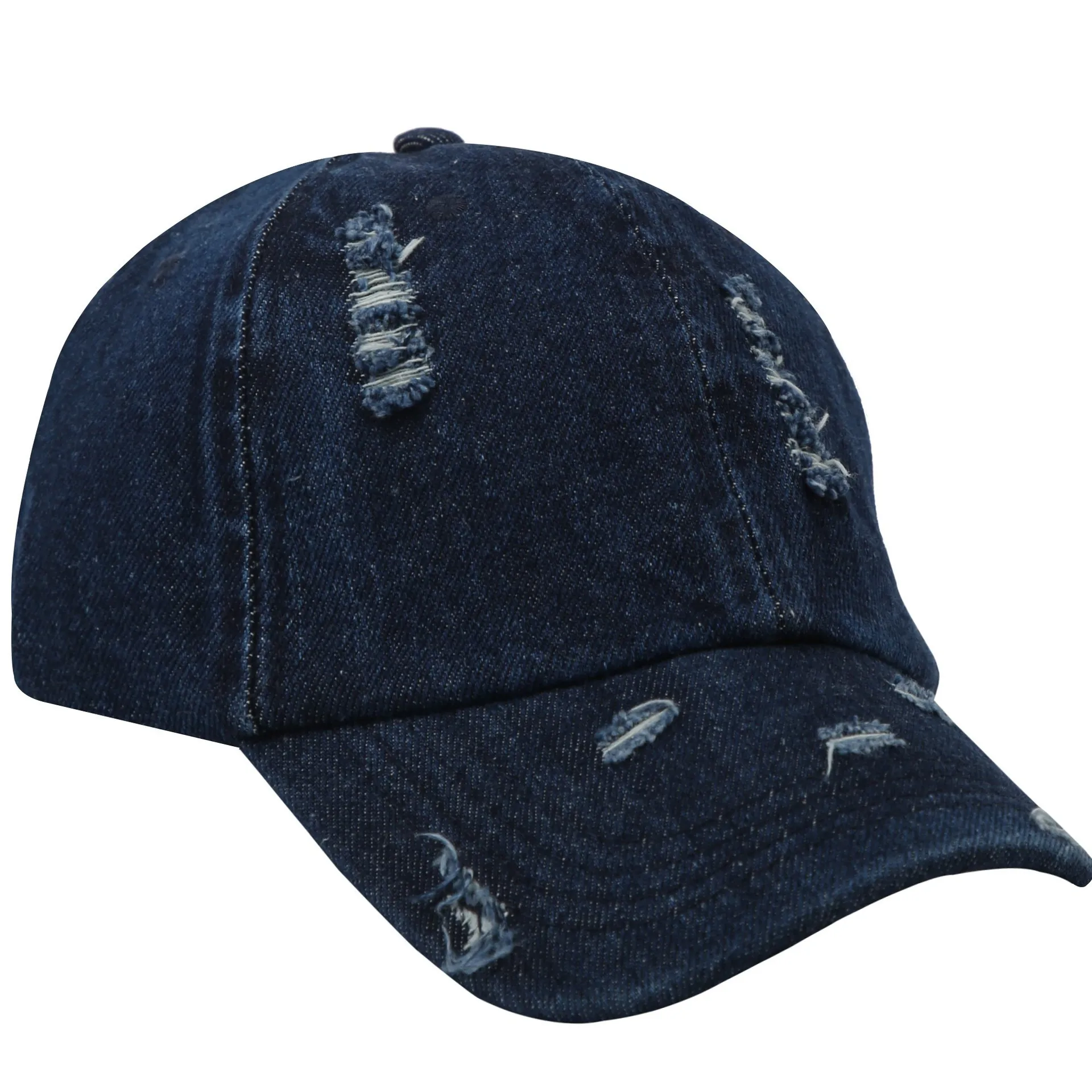 

Distressed Denim Baseball Cap Curved Brim Washed Cotton Soft Top Women's Casual Outdoor Sun Protection