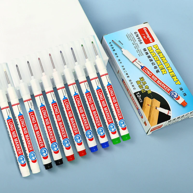 Long Nib Head Markers 20mm Deep Hole For Metal Perforating Pen Waterproof Bathroom Woodworking Decoration Multi-Purpose